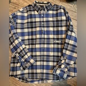 Cinch Men's Blue, Black, and White Plaid Shirt